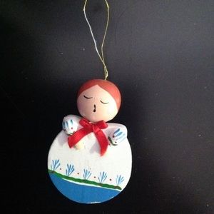 Vintage Wooden Christmas Ornament Choir Girl